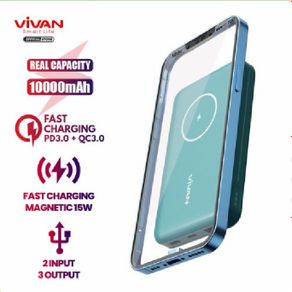 VIVAN VPB-W11 Powerbank 10.000mAh Magnetic Wireless Fast Charging 15W QC3.0 PD Support iPhone 13 12 Pro
