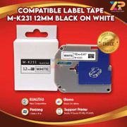 Label Tape Compatible 12mm MK-231 M-K231 Black on White PT-90 PT-M95
