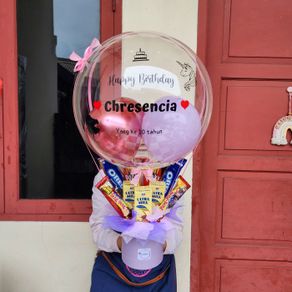 buket balon snack bouquet pocky ultra milk - biru