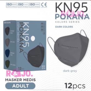 diskon masker pokana kn95 6ply isi 12 pcs - dark grey