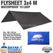 Flysheet 3x4 Meter 19 Loop Ultralight Waterproof - Pelapis Pelindung Tenda Camping Bushcraft - Bivak Darurat Atap Tenda Traptent - flyshet - Flysheet Tenda Camping - Flysheet Waterproof