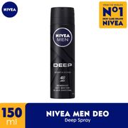 nivea men deodorant spray 150 ml deep espressocool kick black white - deep black