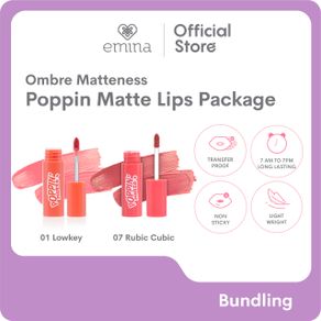 Emina Ombre Matteness Package - Poppin’ Matte Lip Cream 01 Lowkey dan 07 Rubic Cubic
