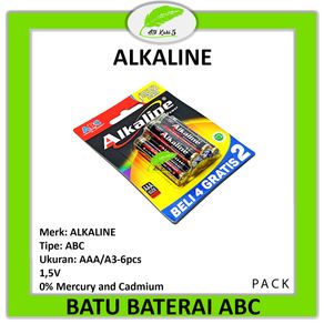 ALKALINE - Baterai ABC AAA/A3- 6Pcs | Battery ABC - Khusus Pulau Jawa - Set