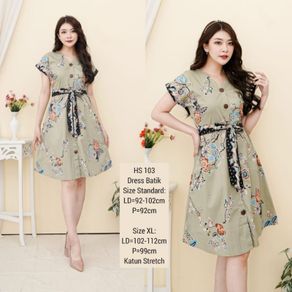 DRESS BATIK MODERN BAJU WANITA TERUSAN KERJA KANTOR CEWEK MURAH
