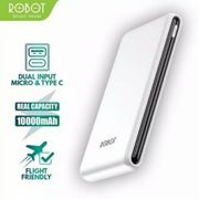 power bank robot 10000mah rt180 dual input port type c & micro usb - putih