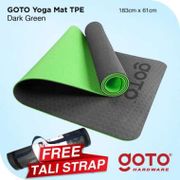 [ready] Goto TPE Yoga Mat 6mm Matras Double Layer Anti Slip Gym - dark blue
