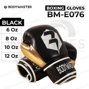 bodymaster boxing gloves - sarung tinju mma muay thai glove - black 8 oz