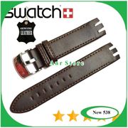 tali kulit jam tangan swatch 21 mm dark brown