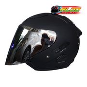 helm double visor / kyt / galaxy flat r solid black doff / helm dewasa - l iradium silver