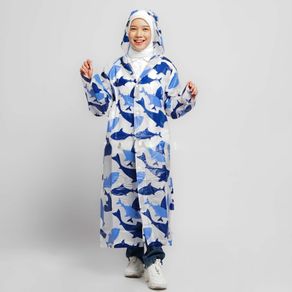 Jas Hujan Eva Terusan Dewasa TC86 Travel Raincoat Dress Korea Style Shark Lemon Army Buah Fruit