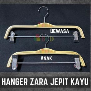 hanger kayu zara jepit (6pcs) / gantungan jepit kayu zara - anak