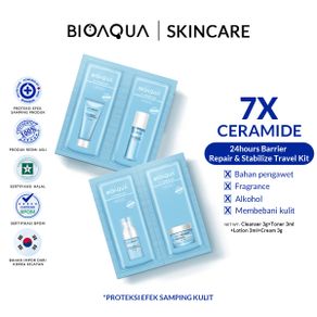 7X Ceramide Skin Barrier Repair Moisturizer Travel Kit Skincare Paket With Cleanser 3g + Toner 3ml + Emulsion 3ml + Cream 3g