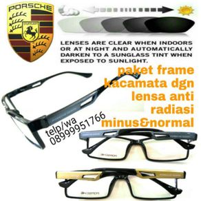 Paket frame kacamata dgn lensa anti radiasi minus&normal