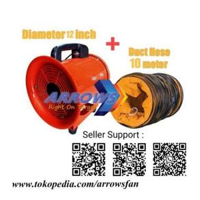 Paket Portable Ventilator Blower 12 inch + Flexible Duct Hose 10 Meter