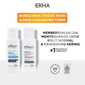 ERHA Bundle ERHA 1 Facial Wash 60ml & ERHA 3 Balancing Toner 60ml - Sabun & Toner Wajah Kulit Normal