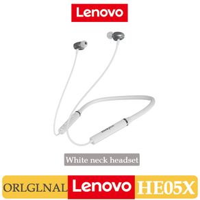 Original Lenovo HE05X Neck-mounted Bluetooth Headset 5.0 In-Ear Wireless Earphone Bass Effect Surround Sound 9D Stereo Sound Headset IPX5 Waterproof Sports Bluetooth Earbuds With Mic Noise Cancelling Handsfree Call