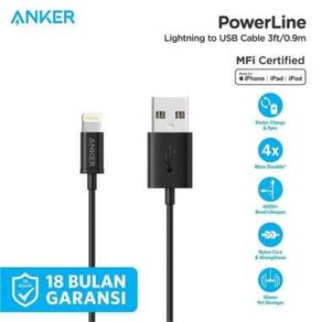 A7101 Kabel Charger Anker USB To Lightning Round Cable 3ft - Black