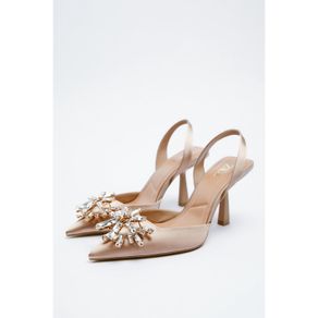 zara mid heel slingback shoes