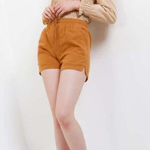 Giordano Women's Linen Short Pants 0540121251 Dark Olive X Snow White