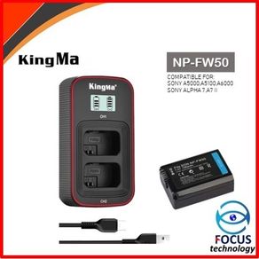 kingma paket charger + battery np-fw50 sony alpha a7 a6000 a6400 nex - chg lcd+1bat