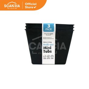 SCANDIA Wadah Storage Tubs Mini 3 Pcs Square Black (KS1394)