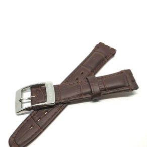 tali jam tangan swatch kulit cokelat - fit size 17 - 19 swatch strap