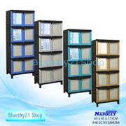 LEMARI PLASTIK NAPOLLY 4 SUSUN DENGAN KACA X48 2C K4 SAKURA MURAH !!