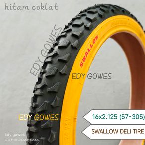 ban luar swallow 16 x 2.125 hitam coklat ban luar sepeda ukuran 16