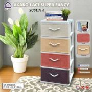 Akako - Lemari Laci Plastik Motif Rotan Susun 4 New Item Full Colour