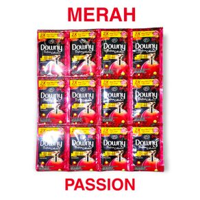 DOWNY sachet 1 renceng 12x20ml PASSION-SUNRISE FRESH-MYSTIQUE/PEWANGI PAKAIAN MURAH