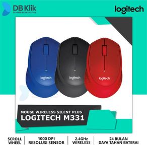 mouse wireless logitech m331 silent plus - merah