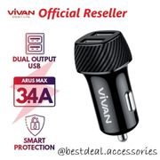 vivan car charger cc02c 3.4a dual usb smart ic quick charging original