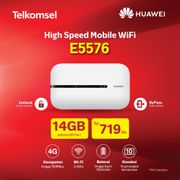 MODEM MIFI HUAWEI E5576 WIFI 4G LTE Free Telkomsel 14GB GARANSI RESMI