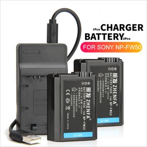 2 Pcs untuk Sony NP FW50 Baterai + Charger USB NP-FW50 Kamera Alpha DSC-RX10 SLT-a33 A35 A37 A55 NEX-7 NEX-5N NEX-F3 NEX-3D A7 A7R