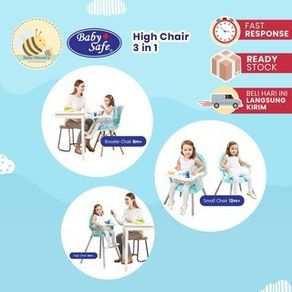 baby safe high chair 3 in 1 / kursi makan anak hc05 - baby ministry - blue