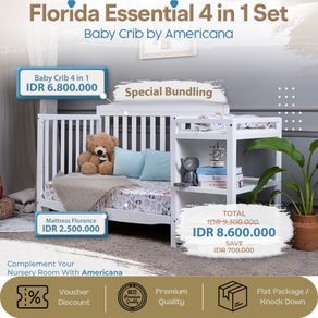 Florida Essential 4 in 1 Crib with our Americana X Florence Mattress