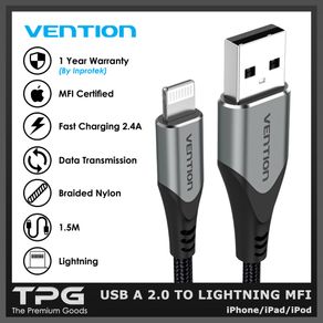 VENTION KABEL DATA MFI USB A 2.0 TO LIGHTNING FAST CHARGING IPHONE