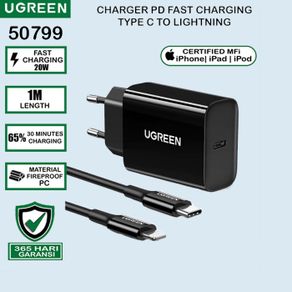 Ugreen Adaptor Charger Type C 20W MFI for iPhone 11 12 13 Pro Max with Kabel Cable USB C To Lightning 50799