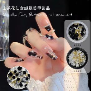 1Pot Jar Rose Mix Caviar Bead Butterfly Dekorasi Nail Art / Aksesoris Kuku Rose Butterfly Japan Nails