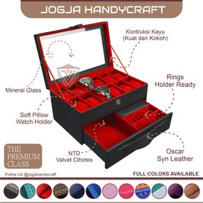 Kotak Tempat Jam Tangan isi 12 Laci Tempat Perhiasan Watch Box Accesories Organizer Jogja Handycraft