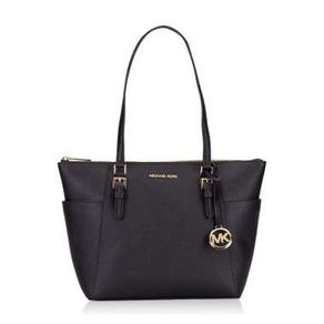 Michael Kors Charlotte Large Tote Leather Signature Tas Tote Wanita
