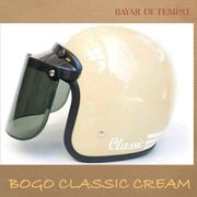 helm bogo classic garis dewasa cream | helm retro | helm bogo - helm kc cembung