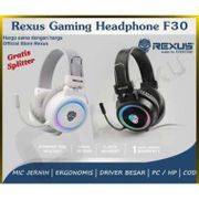 Rexus Gaming Headphone Vonix F30 - Mic Jernih - Ergonomis - Driver Besar - PC/HP/Andorid/Handphone/Smartphone/Mobile Phone - Running RGB Headset