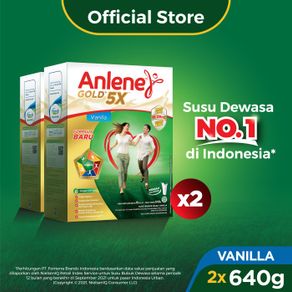anlene gold 5x susu bubuk dewasa vanila 2x640g - tulang & sendi