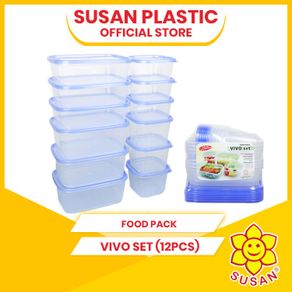 SUSAN - Food Pack Vivo Set isi 12- Kotak Makan - Box Makanan - Food Box - Container Set - Toples Kotak Bening