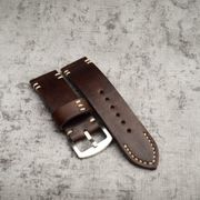 tali jam tangan kulit bund strap watch handmade brown premium - cokelat
