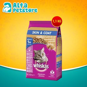Whiskas Makanan Kucing Kering Dry Food Adult Skin Coa kulit Bulu 1.1KG