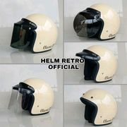 helm bogo dewasa garis/classic/retro cream sni murah - cream helm kc cembung
