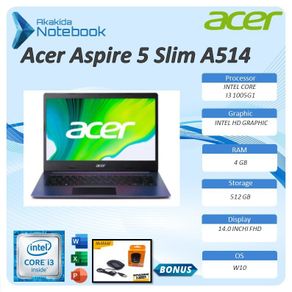 Acer Aspire 5 Slim A514 i3 1005G1 4GB 512ssd W10+OHS 14.0FHD